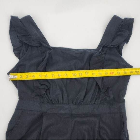 Who What Wear Jumpsuit Womens Size Large Black Ruffle Linen Rayon Summer Resort - Picture 6 of 12
